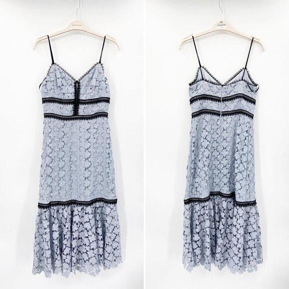 Jill Stuart Blue Lace Crochet Elle Sleeveless Cocktail Midi Tea Dress Sz 4 NWoT - Picture 3 of 10